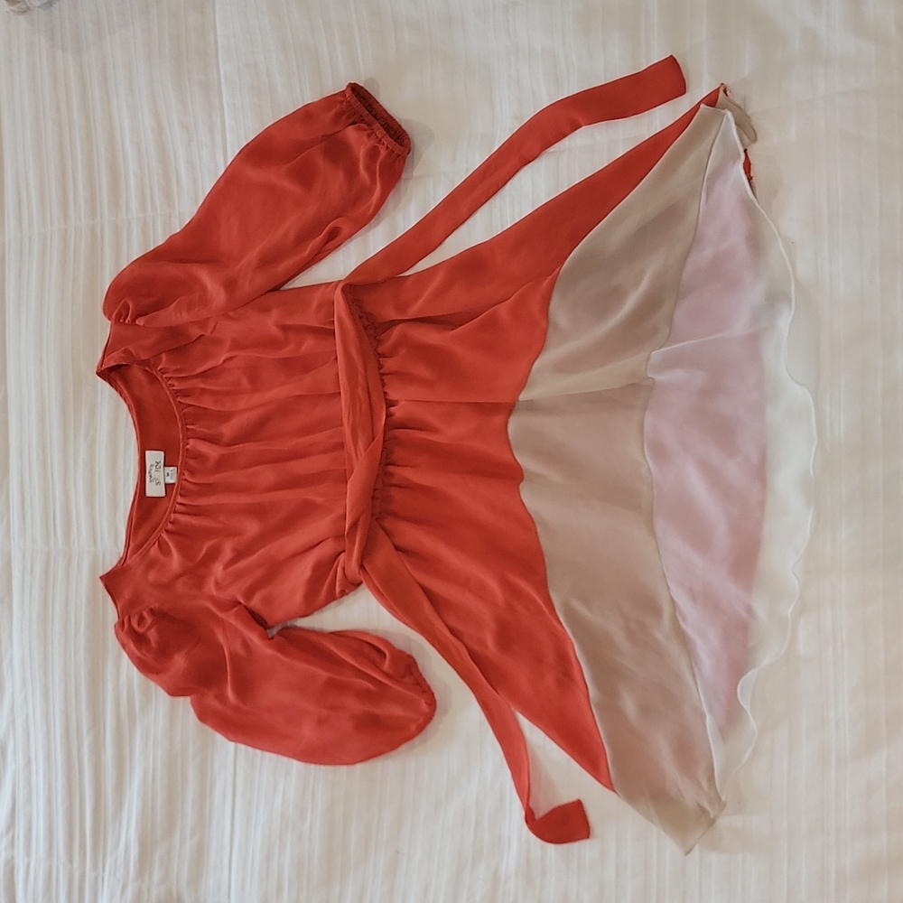 Sweet Storm polyester orange, tan, and white Dress